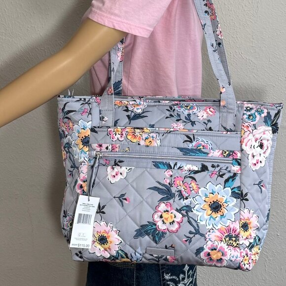 Vera Bradley Small Vera Tote in Performance Twill Parisian Bouquet NWT - Picture 1 of 11